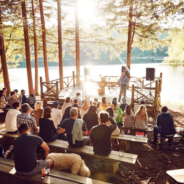 Treehouse Conference Room at Cedar Lakes Estate: serene corporate off-site retreat venue.