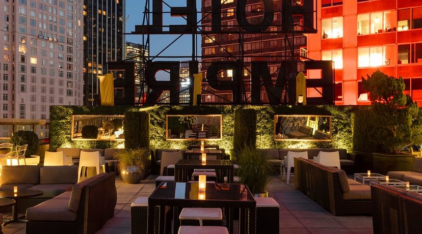 Upscale rooftop lounge at The Empire Hotel for cocktail receptions and networking events.