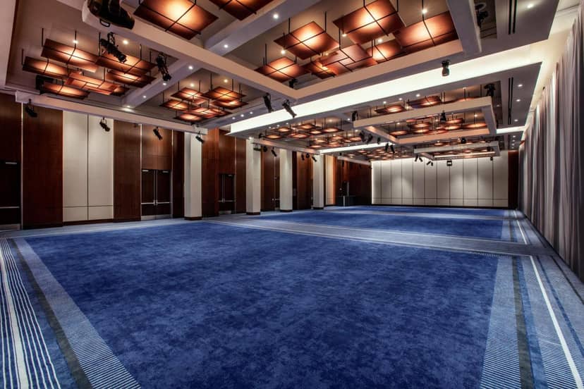 Conrad New York Downtown ballroom with modular partitions for corporate events and conferences.