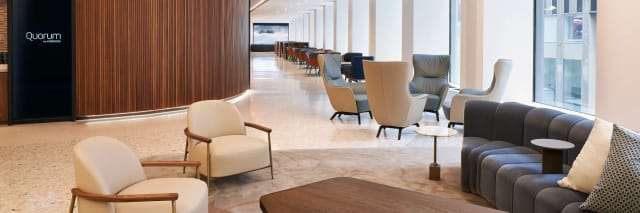 Main Hall at Quorum by Convene: Versatile pre-function space for networking and conference events.