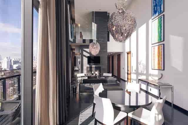 Modern executive boardroom at SIXTY LES for VIP cocktail hours and private business meetings.