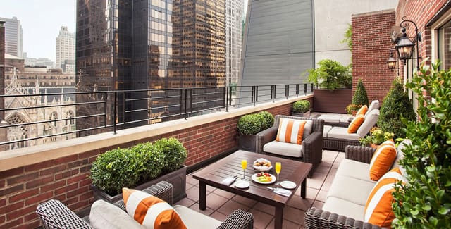 Omni Berkshire Place suite: elegant urban breakout space for NYC VIP networking and board meetings.
