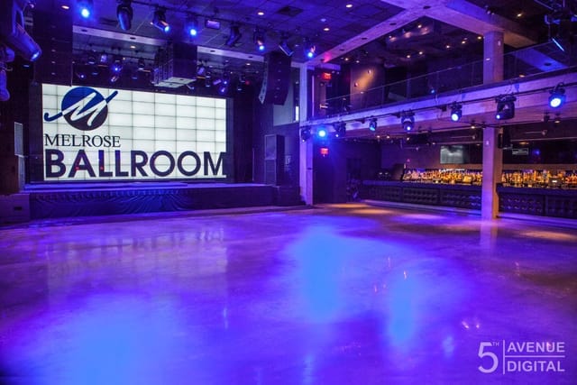 Melrose Ballroom event space with LED backdrop for product launches and high-impact galas.