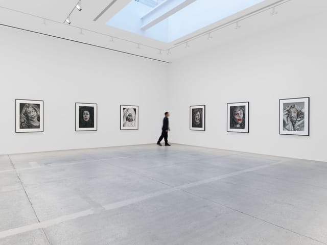 Minimalist Hauser & Wirth art gallery, high-ceiling venue for corporate events and receptions.