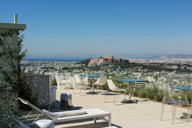Aphrodite Hall rooftop venue with Acropolis view for luxury networking and VIP events.