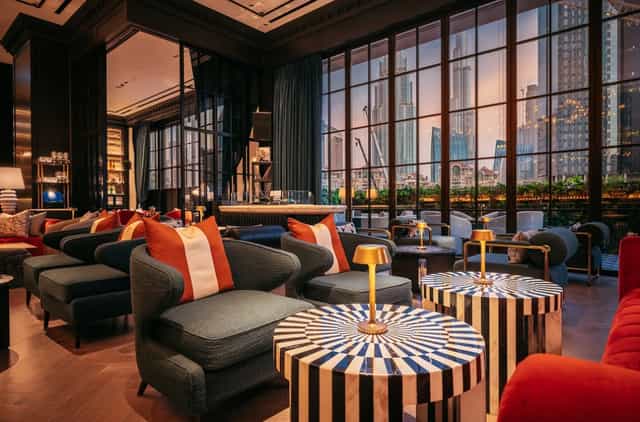 Chic Nonna Dubai: Luxury lounge with city views for executive networking and VIP events.