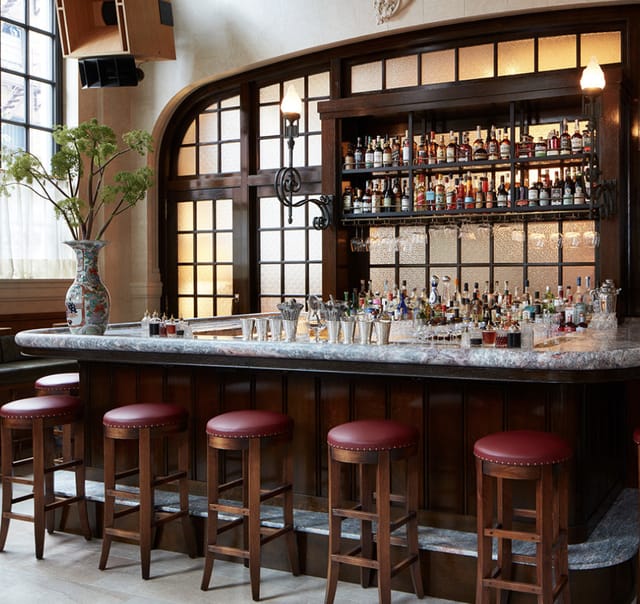 Sophisticated Nine Orchard hotel bar for VIP networking receptions and cocktail events.