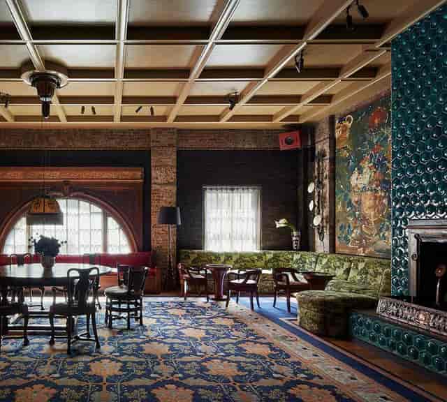 Blue Room at Nine Orchard: Sophisticated historic venue for VIP dinners and networking events.