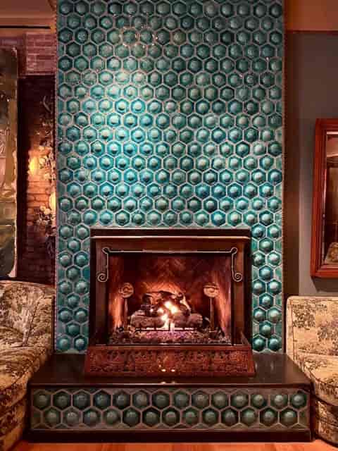 Blue Room at Nine Orchard with velvet seating for intimate networking and VIP event spaces.