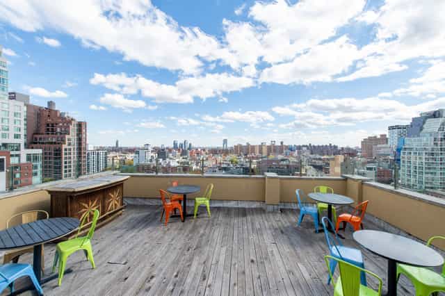 Redford Hotel rooftop terrace with bar for cocktail receptions and networking events.
