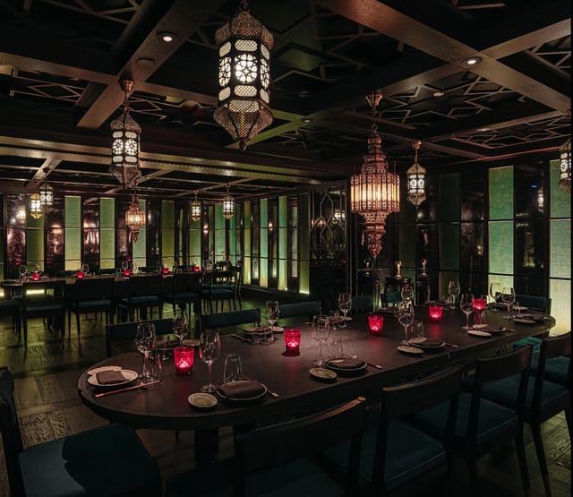 Hutong Dubai private dining room with mood lighting for VIP dinners and corporate retreats.