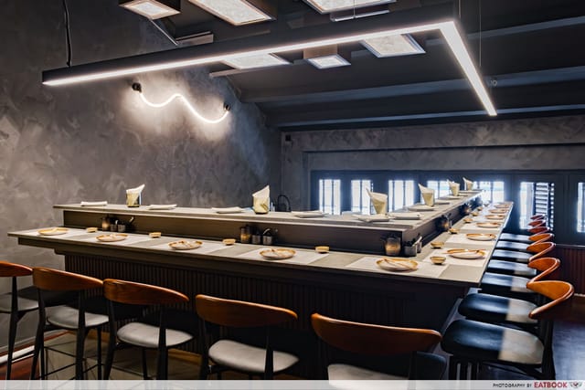 Private dining room at Toku Nori with intimate service counter for exclusive events.