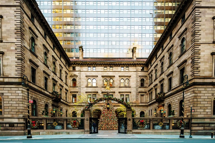 Lotte New York Palace courtyard: luxury venue for seasonal events and brand activations.