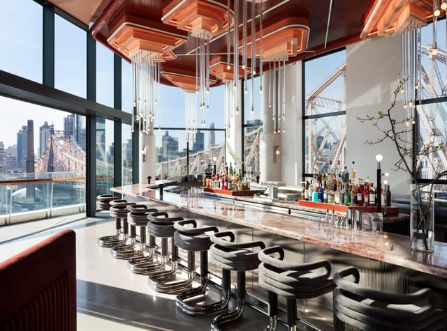 Rooftop lounge at The Roosevelt Hotel with city views for cocktail receptions and events.