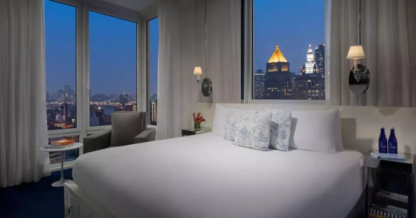 Luxury Nina’s NoMo SoHo guest room with skyline views for VIP events and executive room blocks.