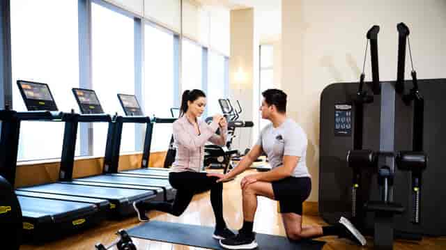 Luxury hotel fitness center in Mandarin Oriental New York for conference guest wellness.