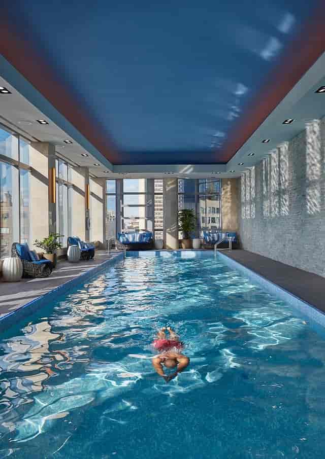 Luxury pool at Mandarin Oriental New York for high-end corporate events and wellness retreats.