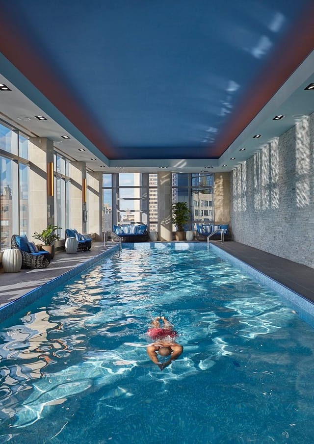 Luxury pool at Mandarin Oriental New York for high-end corporate events and wellness retreats.