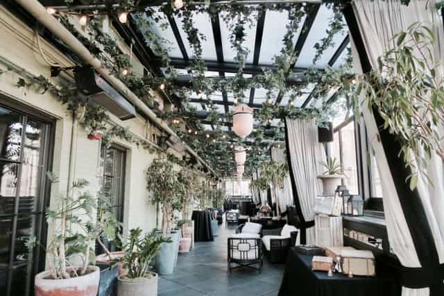 Gramercy Park Hotel rooftop terrace with glass roof for cocktail receptions and networking events.
