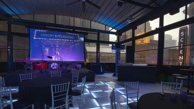 Edison Ballroom venue with LED dance floor for corporate reception and social events.