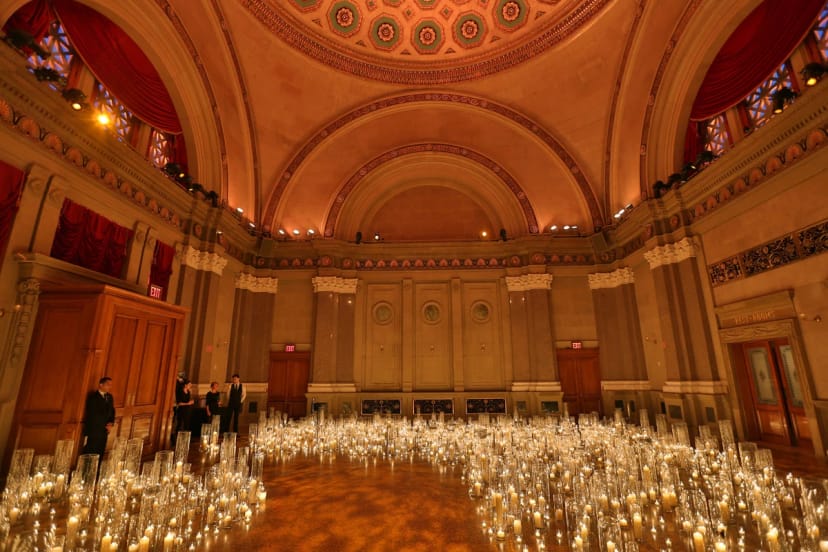 Oculus Dome at Weylin with immersive candle lighting for intimate weddings and corporate events.