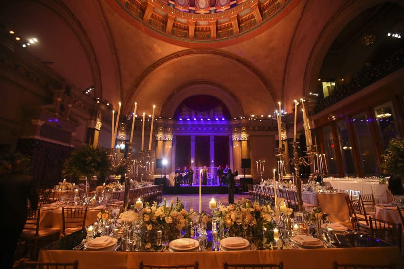The Gallery at Weylin gala, vaulted architecture, candlelight, event venue, luxury reception.