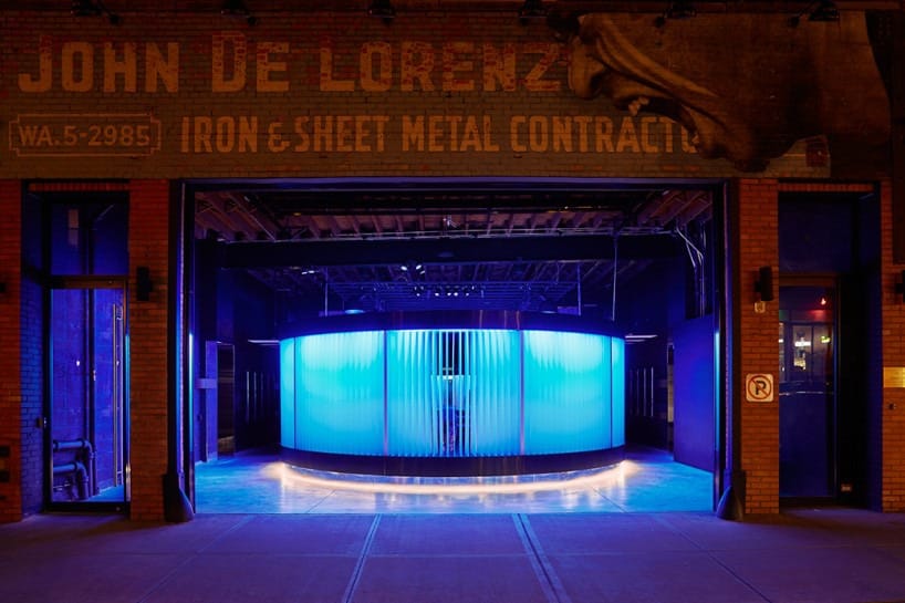 Industrial venue at 45Grand with dramatic LED lighting for evening receptions and brand launches.
