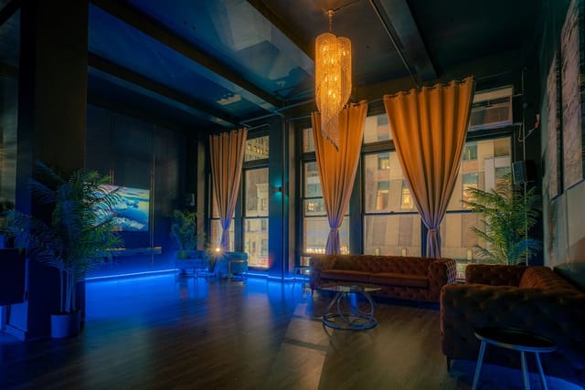 Luxury lounge at TEN32 Midtown with plush seating for VIP networking and corporate events.
