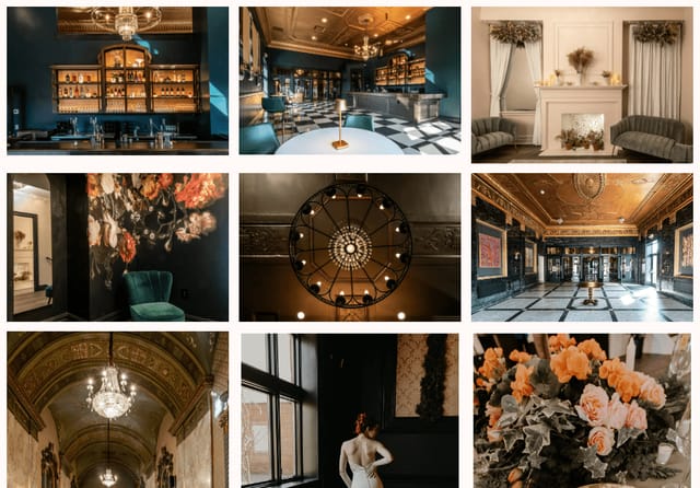 The Show at Shea's Seneca: moody historic event space for luxury weddings and corporate receptions.