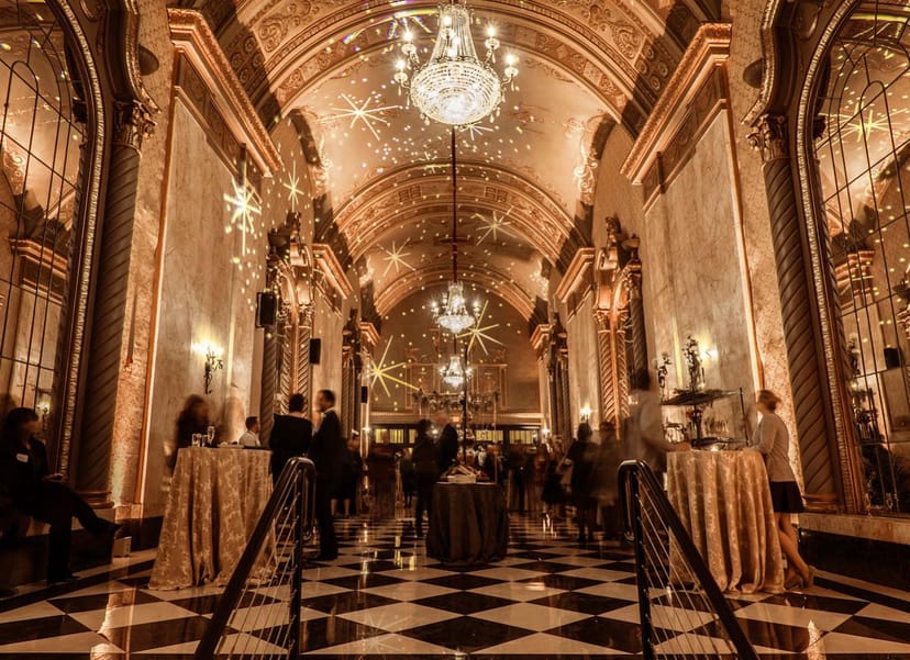 Luxury event space with vaulted ceilings for networking receptions and brand activations.