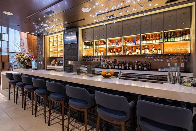 Modern YAO private dining room, upscale hotel bar for corporate events and cocktail receptions.