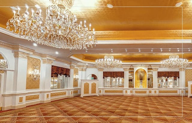 Grand Ballroom at Garden City Hotel: luxury gala venue with classic architectural grandeur.