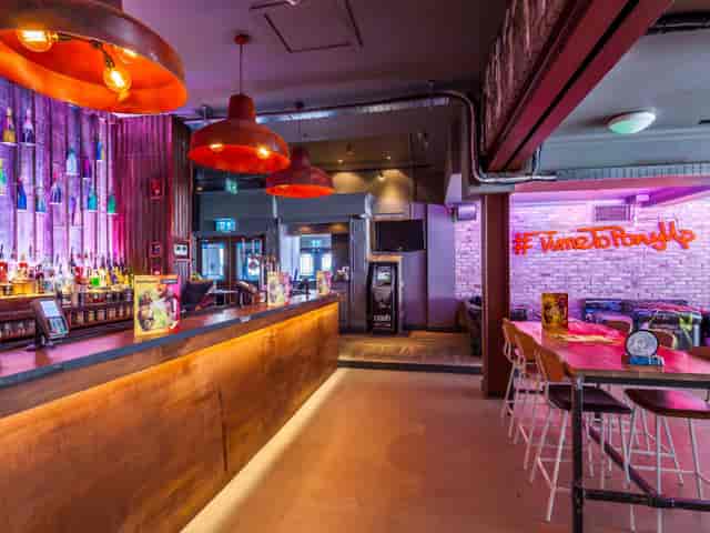 Front Bar networking mixer at Bar & Beyond Norwich with high-energy decor and flexible seating.