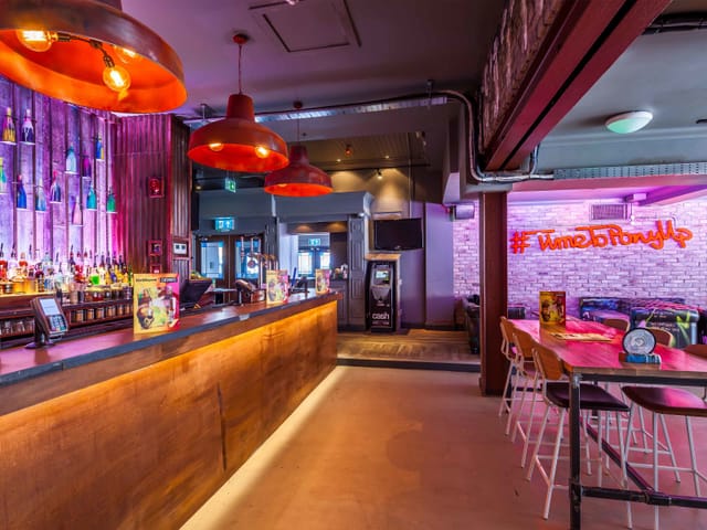 Front Bar networking mixer at Bar & Beyond Norwich with high-energy decor and flexible seating.