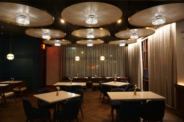 Platinum Bar at Le Malt Imperiale: Intimate venue with ceiling lighting for events and dining.