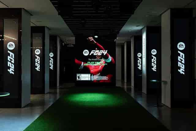 Main Event Space at Moonlight Studios with digital pillars for product launches and brand activations.