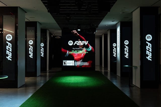 Main Event Space at Moonlight Studios with digital pillars for product launches and brand activations.