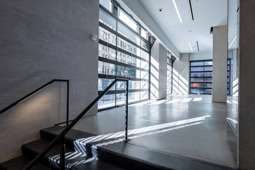 Moonlight Studios NYC industrial event space with roll-up doors for pop-ups and cocktail receptions.