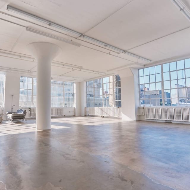 Industrial loft venue with natural light for pop-ups and gallery exhibitions.