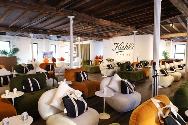 Modular lounge seating at Meatpacking Triangle Loft for corporate activations and panel events.