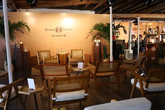 Mid-century pop-up lounge at Triangle Loft for high-end corporate events and brand activations.