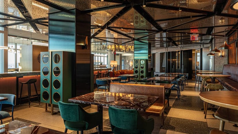 Luxury rooftop lounge at Prime Met Steakhouse, ideal for upscale networking and VIP dinner events.