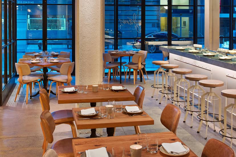 Modern Jams Restaurant, 1 Hotel Central Park with flexible seating for networking mixers and events.