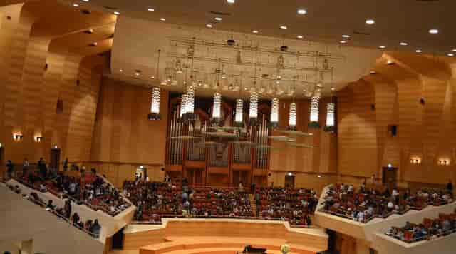 Suntory Hall Main Hall: tiered auditorium for formal keynote presentations and award ceremonies.