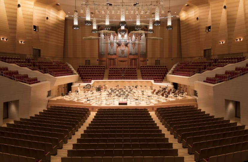 Suntory Hall Main Hall: Luxury concert venue with fixed seating for keynote and plenary sessions.