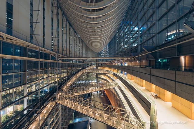 Architectural lounge at Tokyo International Forum, ideal for VIP receptions and brand activations.
