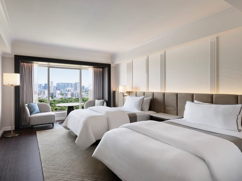 Luxury twin-bedded hotel room at The Westin Tokyo for corporate events and executive lodging.
