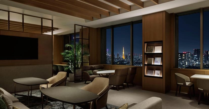 The Westin Tokyo executive lounge with Tokyo Tower view for VIP networking and breakout sessions.