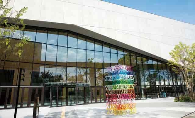 Tachikawa Stage Garden glass facade, modern venue for corporate events and professional conferences.