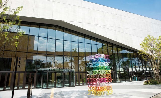 Tachikawa Stage Garden glass facade, modern venue for corporate events and professional conferences.